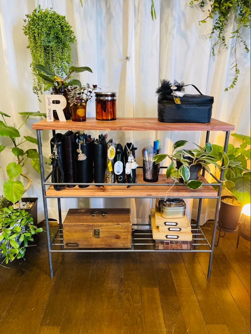 送料込）アイアン家具　アイアンシェルフ 男前　モダン　インダストリアル　無骨