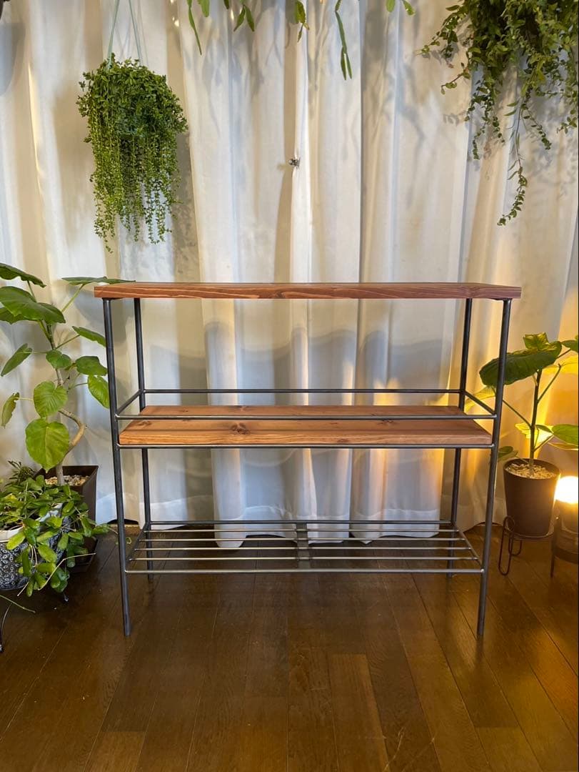 送料込）アイアン家具　アイアンシェルフ 男前　モダン　インダストリアル　無骨