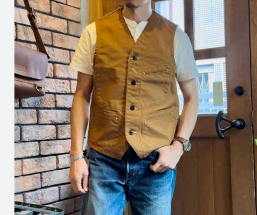 トップス SUGAR CANE SC14375 BROWN DUCK WORK VEST