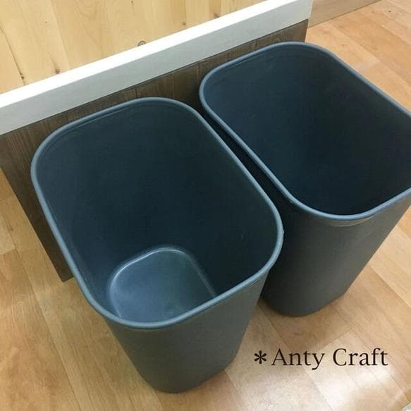 【くず入れ2個付】ゴミ箱15L×2袋対応ハンドメイドアンティーク風ダストボックス