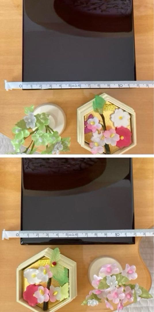 雛人形　飾り台　親王飾り　木製　桜　刺繍屏風