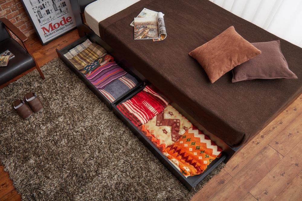 【新品・送料無料】【ダブル】Pluto 収納付きベッド（マットレス付き）