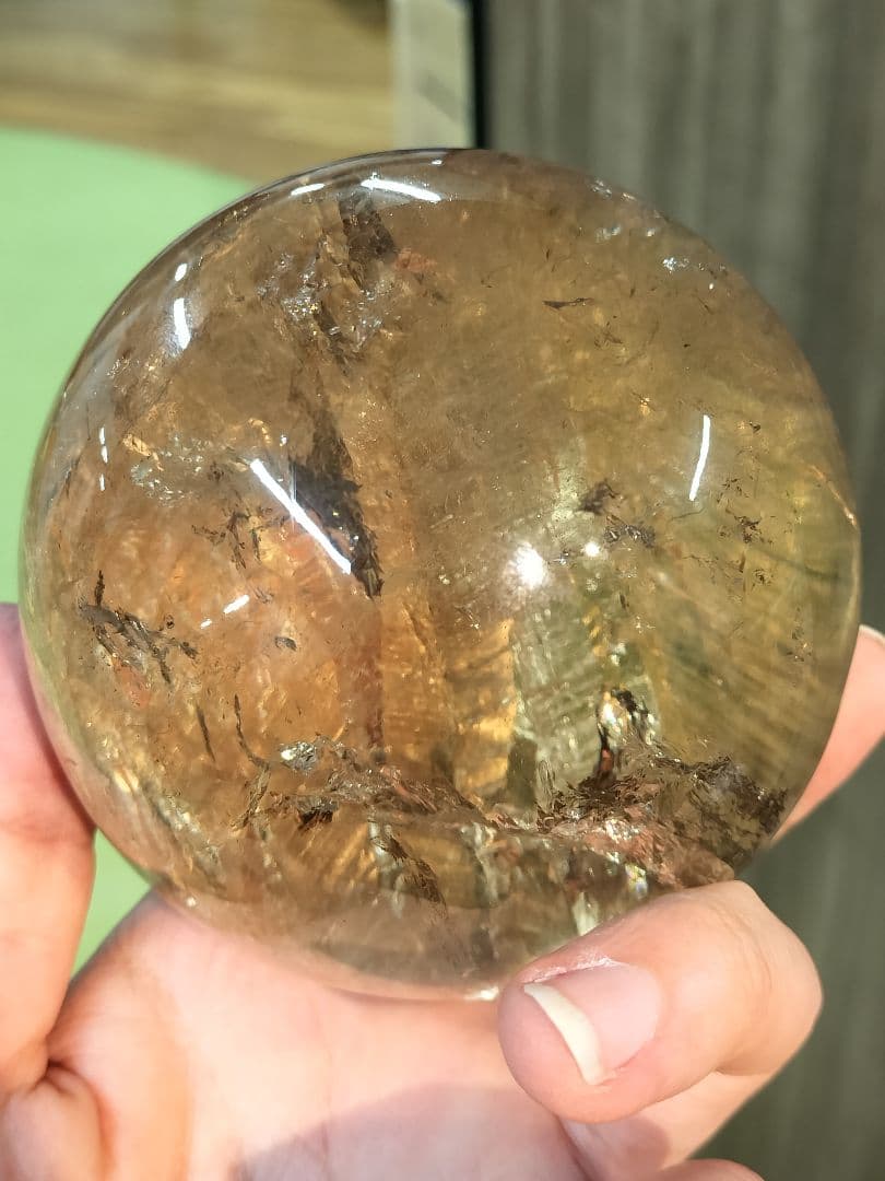 【上品&珍しい】シャンパンゴールド　スモーキークォーツスフィア
