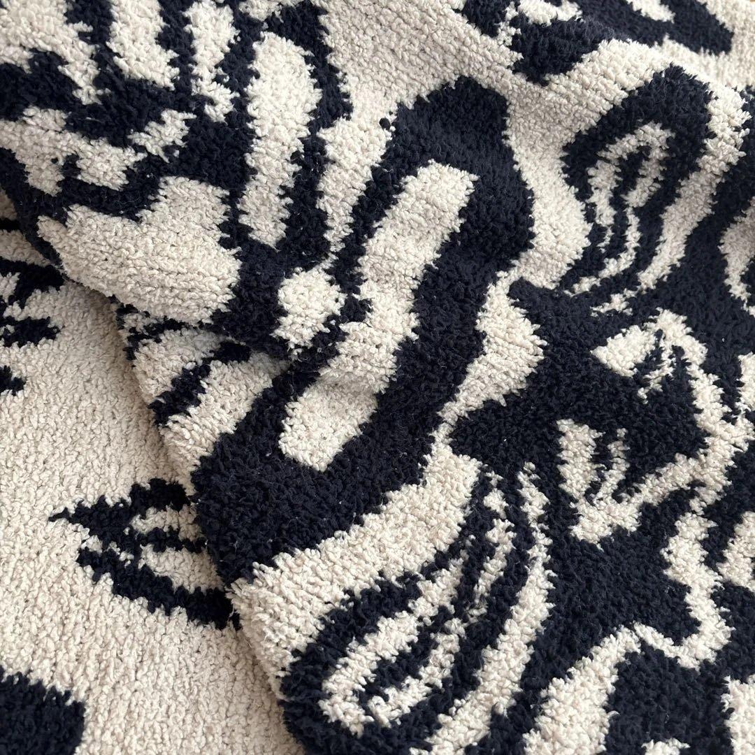 カシウエア　ダマスク　大判　ブランケット　毛布　ネイビー