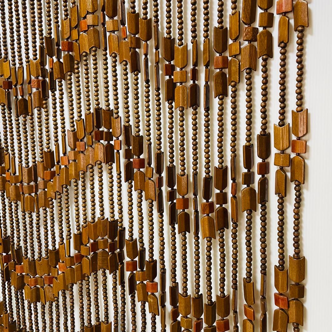 昭和 レトロ 木製 玉 のれん 波状模様