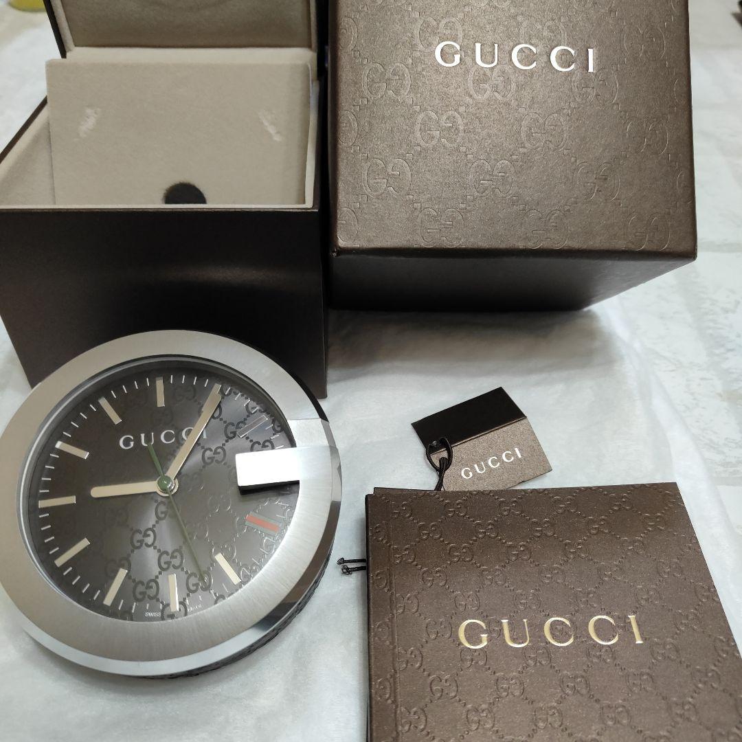 GUCCI 置時計 シルバー グレー