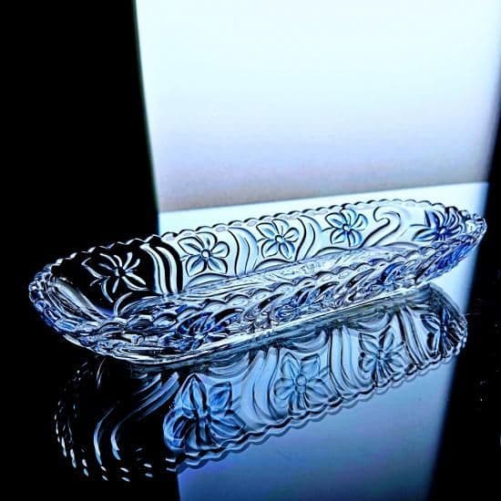 輝くオールドサンルイ すみれのロングトレイ【20世紀初頭】長皿