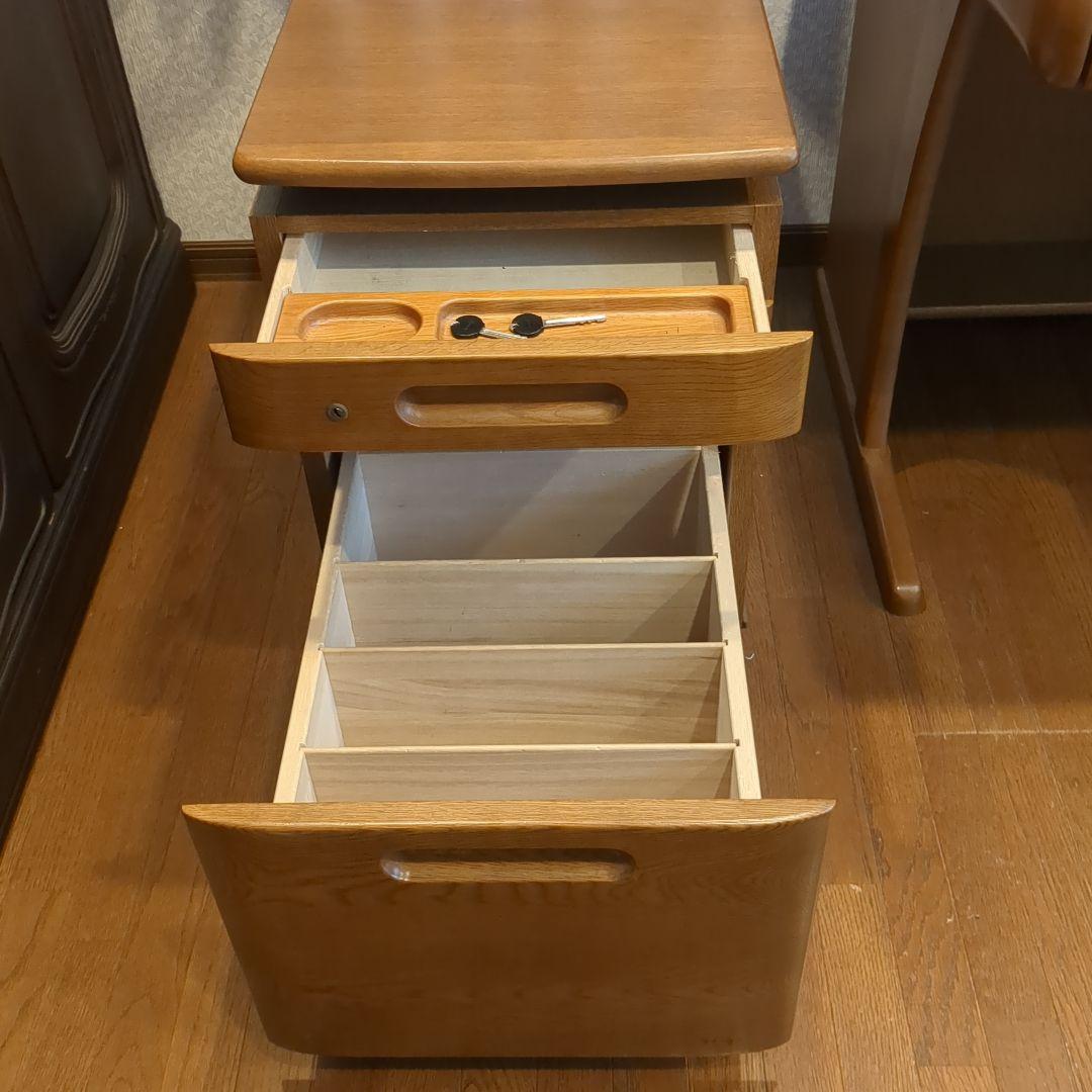 【単品購入OK】浜本工芸製　天板昇降式　３段引き出し付き袖机