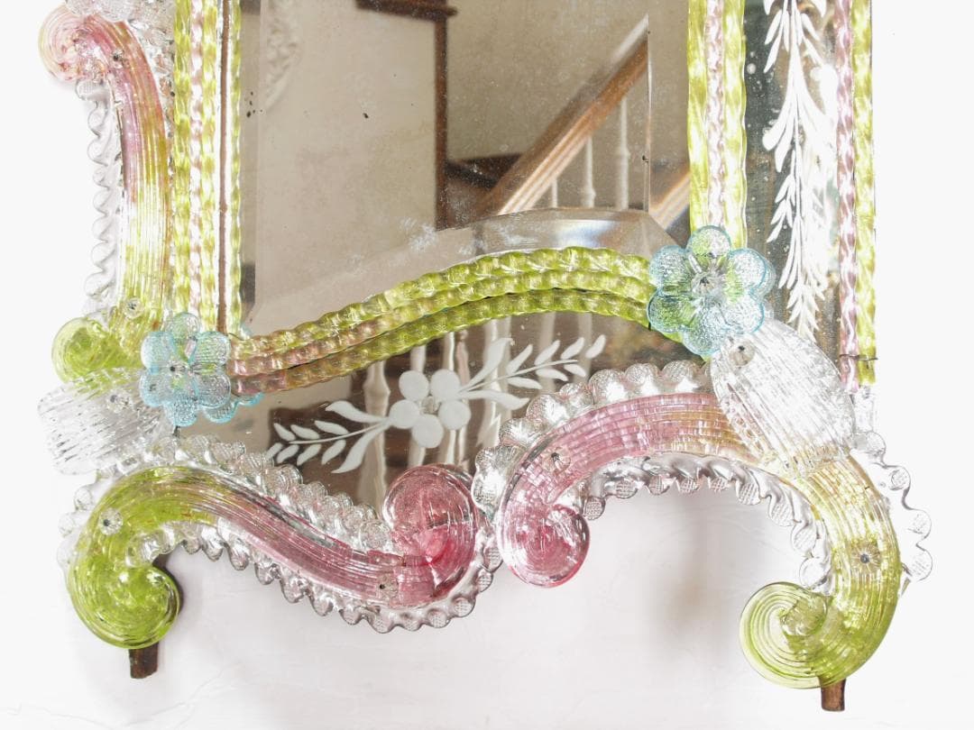 希少☆イタリア製☆アンティーク☆MURANO☆ヴェネチアンガラス☆壁掛け鏡