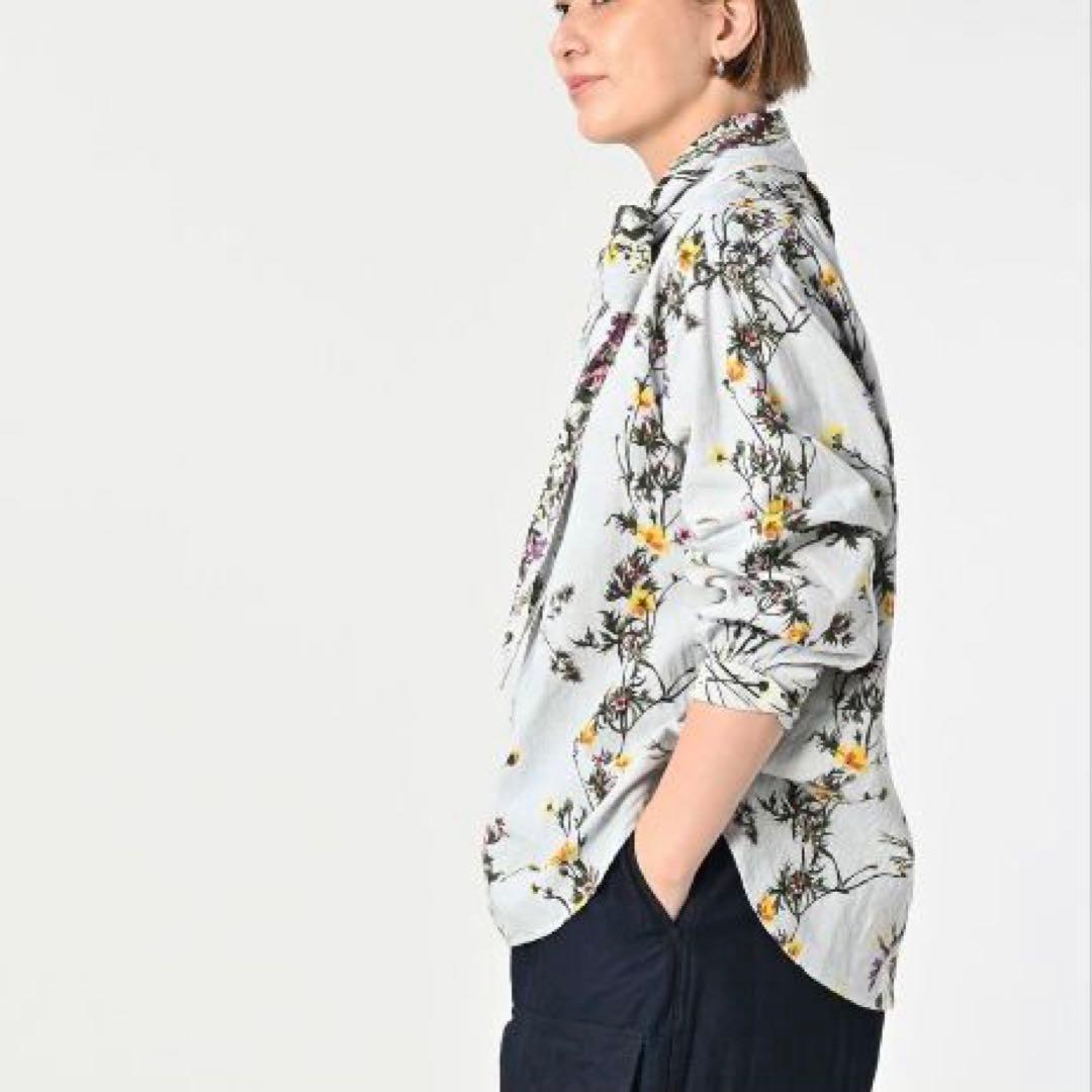 未使用品45R インドカディブーケストライププリントのリボンブラウス 45rpm