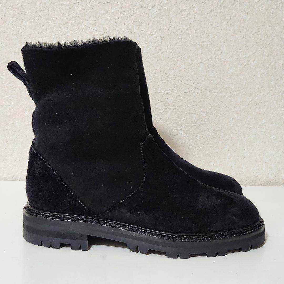 ほぼ新品 マノロブラニク ムートンショートブーツ 36 ブラック TOMOSA
