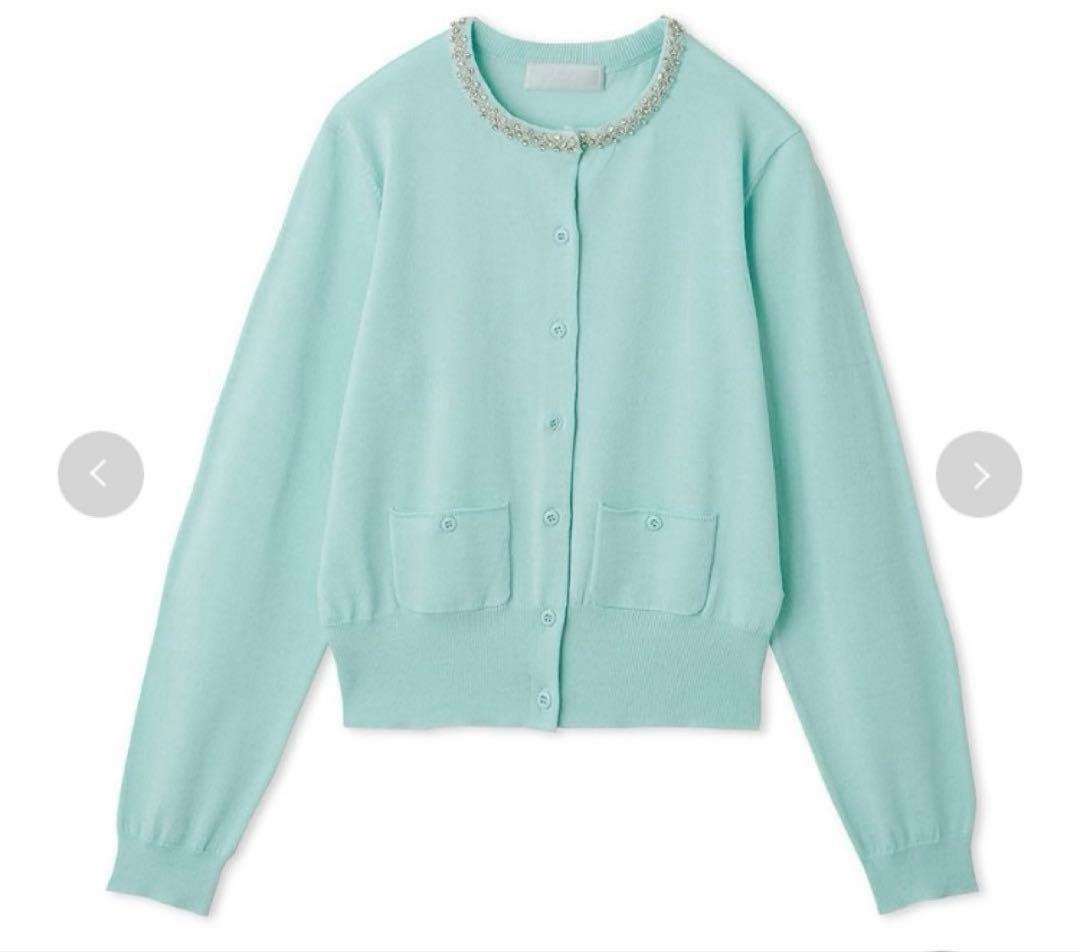 【美品】CELFORD シルクブレンドビジューネックカーディガン