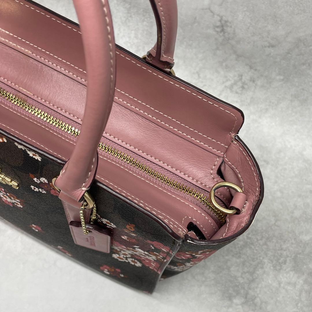 専用✨コーチ 2way ハンド ショルダーバッグ PVC×レザー 花柄 肩掛け