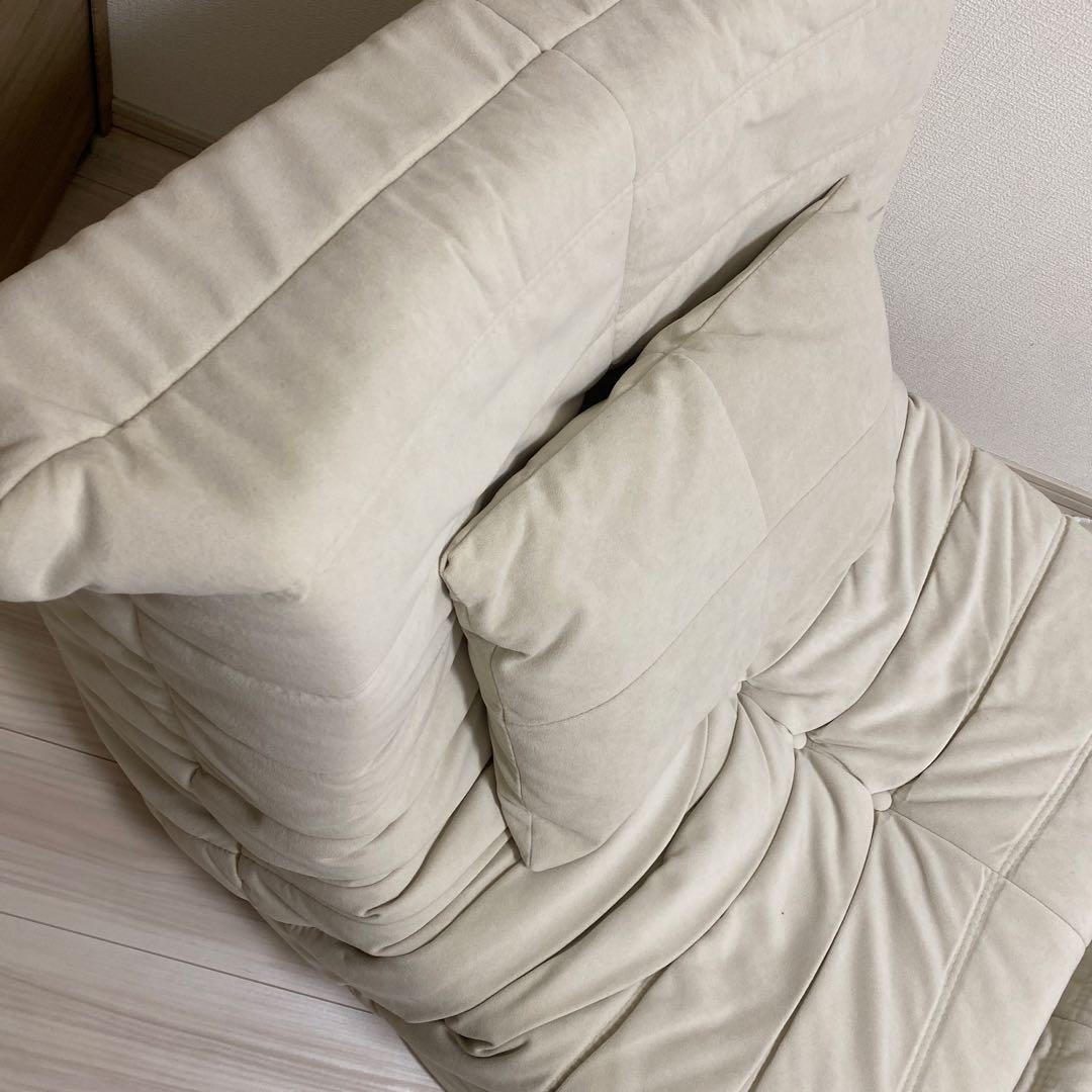 TOGO 1P ホワイト リクライニングソファ オットマン付き