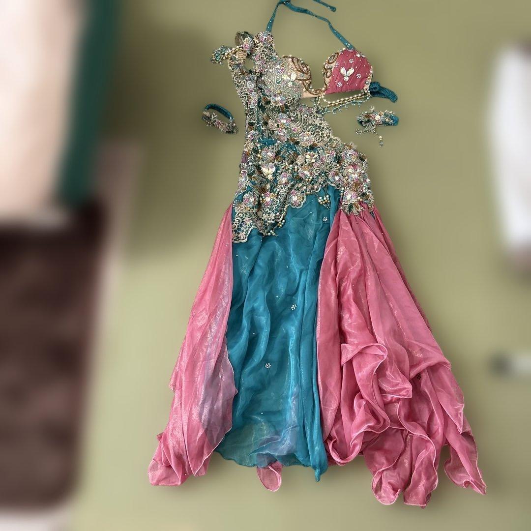 ベリーダンス セットアップ 青とピンク