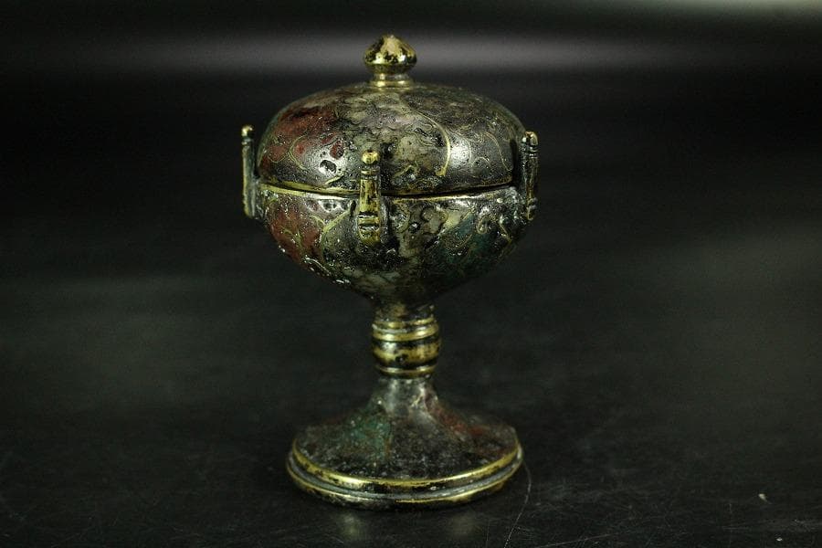 中国美術 唐物 捻紋 七宝 蓋置 書付(K-A823)