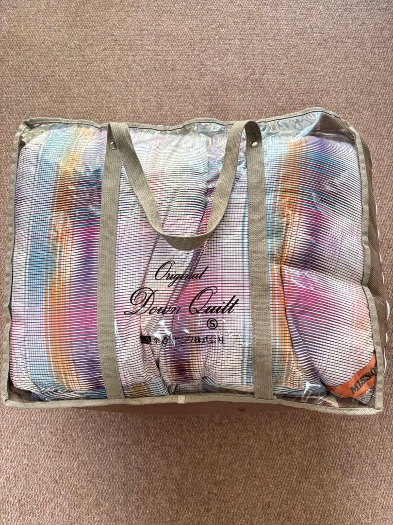 【美品】MISSONI 高級 厚手 羽毛ふとん シングル ダウン1.3k 日本製