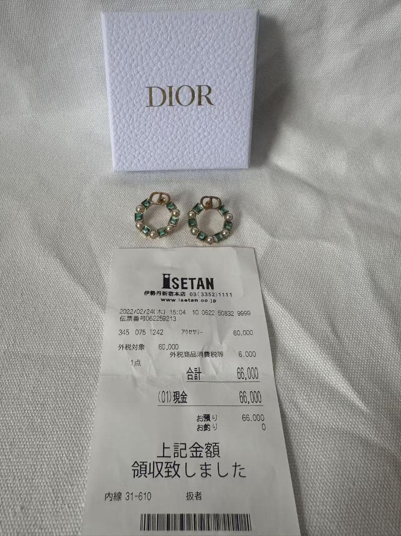 DIOR クリスタルフープピアス シルバー