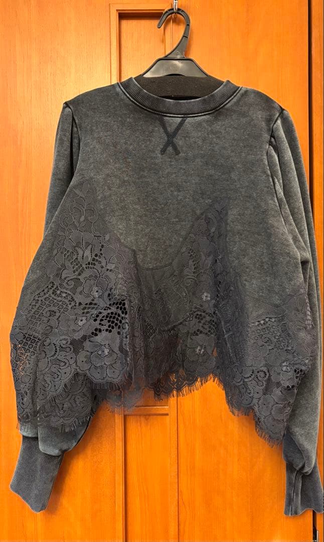 【AMERI】CHEMICAL OVERDYE LACE SWEAT TOP