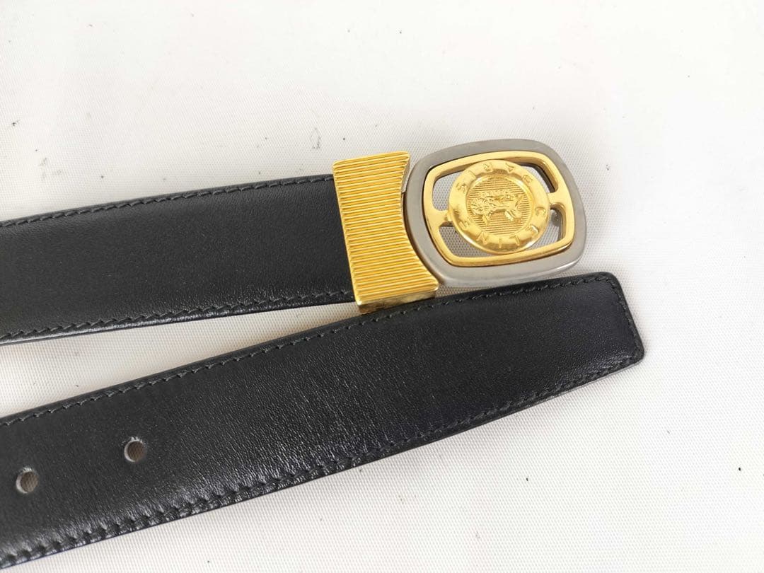 CELINE セリーヌ レザー ベルト M09 金具 ゴールド×シルバー