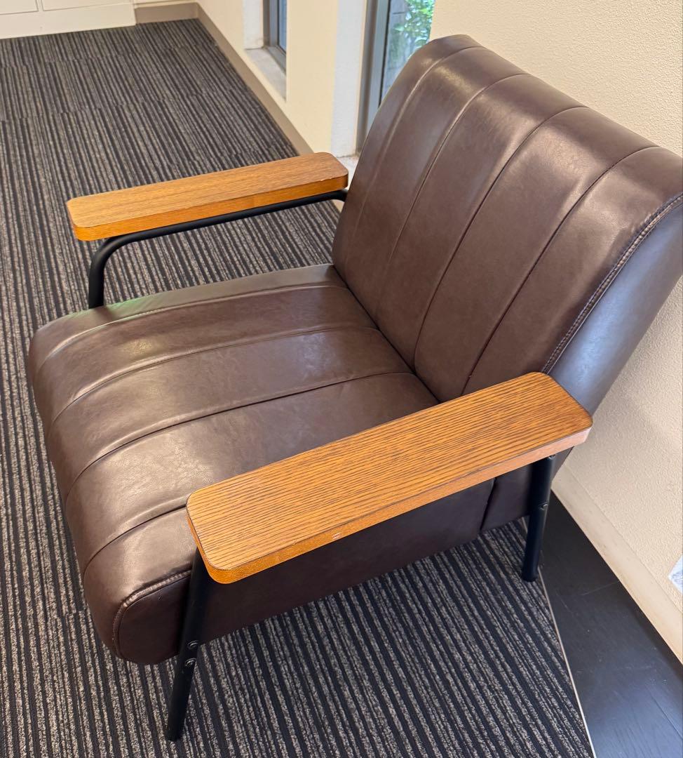 ニトリ　Nシールド　ステイン 2KD DBR 合成皮革 1人掛けソファ