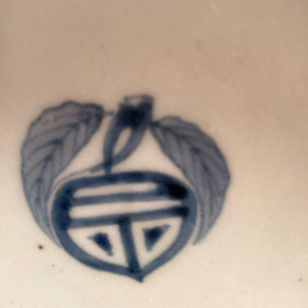 A995❶古伊万里　染付（柿右衛門）花唐草　見込栗紋様　輪花型　膾皿　1枚