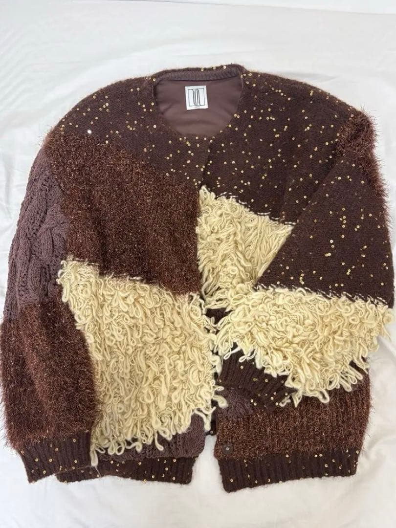 【新品】UND MIX YARN PATCHWORK KNIT CARDIGAN