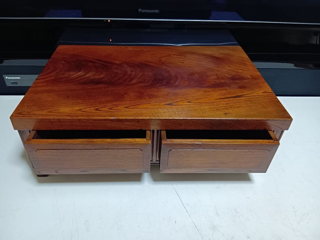 希少　明治期　欅　一枚板　からくり細工　引き出し付き　飾り台　サイドボード