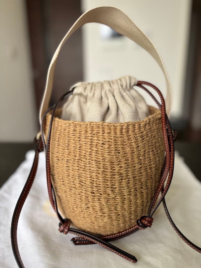 Chloé クロエ ベージュ 巾着型かごバッグ