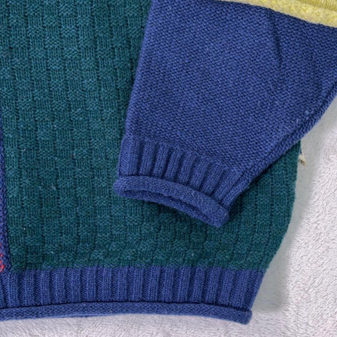 希少90s【マンシングウェア】3Dデザインニット クレイジーパターン 日本製 M