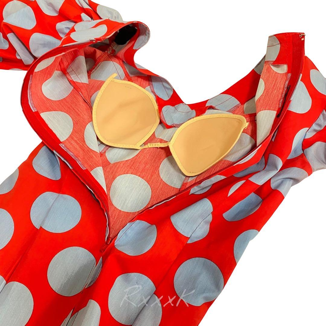 フラメンコ 衣装 ドレス ワンピース 水玉 ドット 赤 大きいサイズ