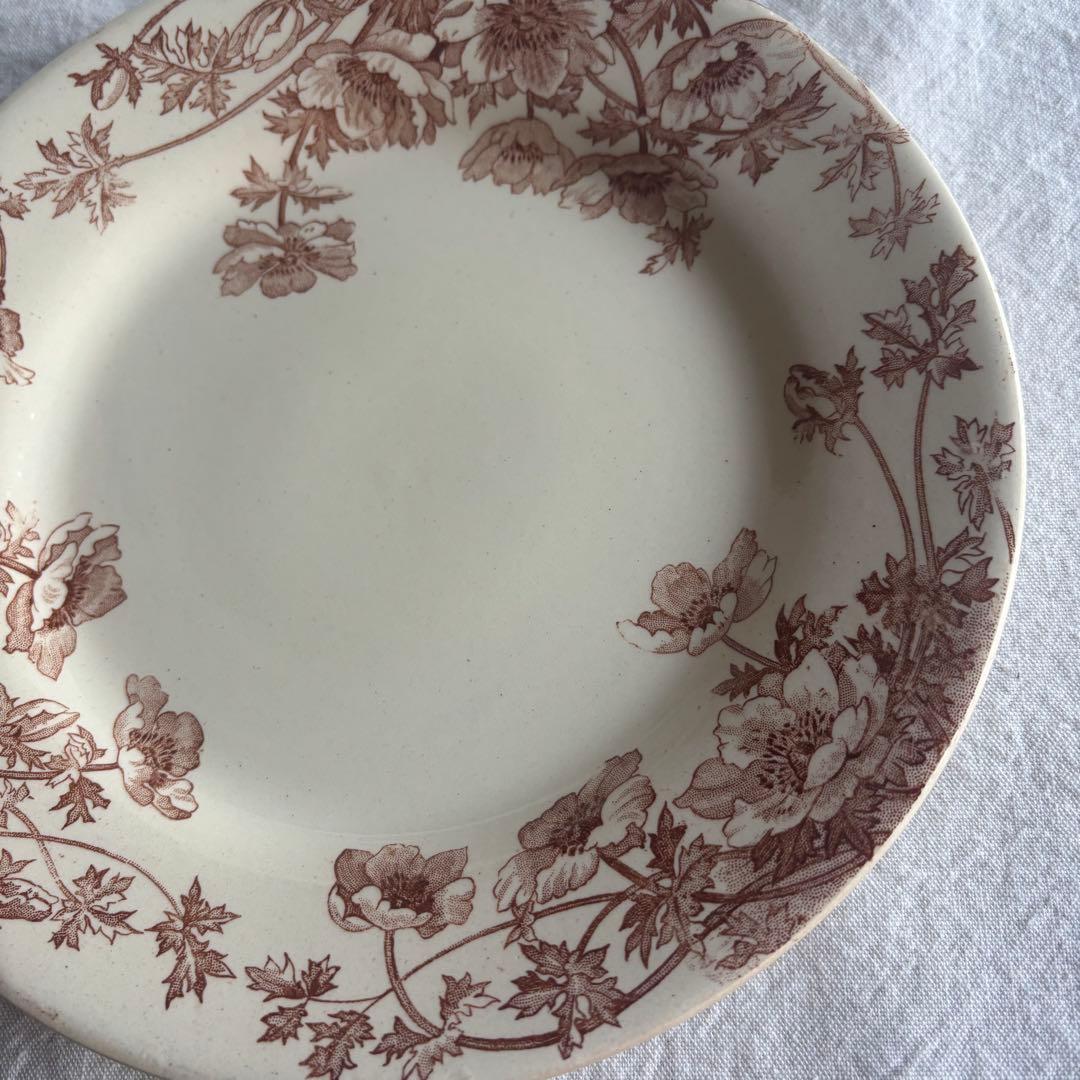 フランスアンティーク ジアン Anemones プレート2枚セット