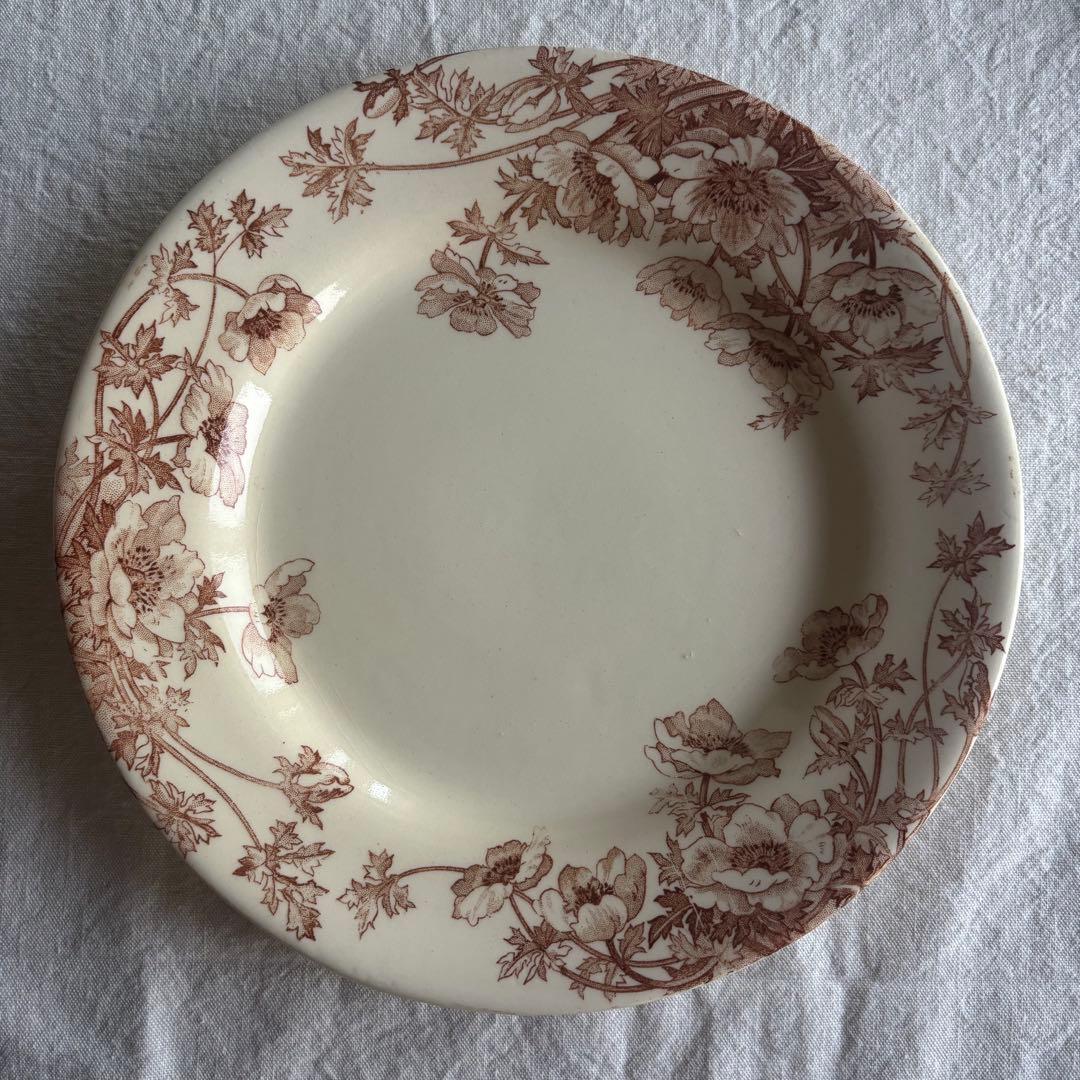 フランスアンティーク ジアン Anemones プレート2枚セット