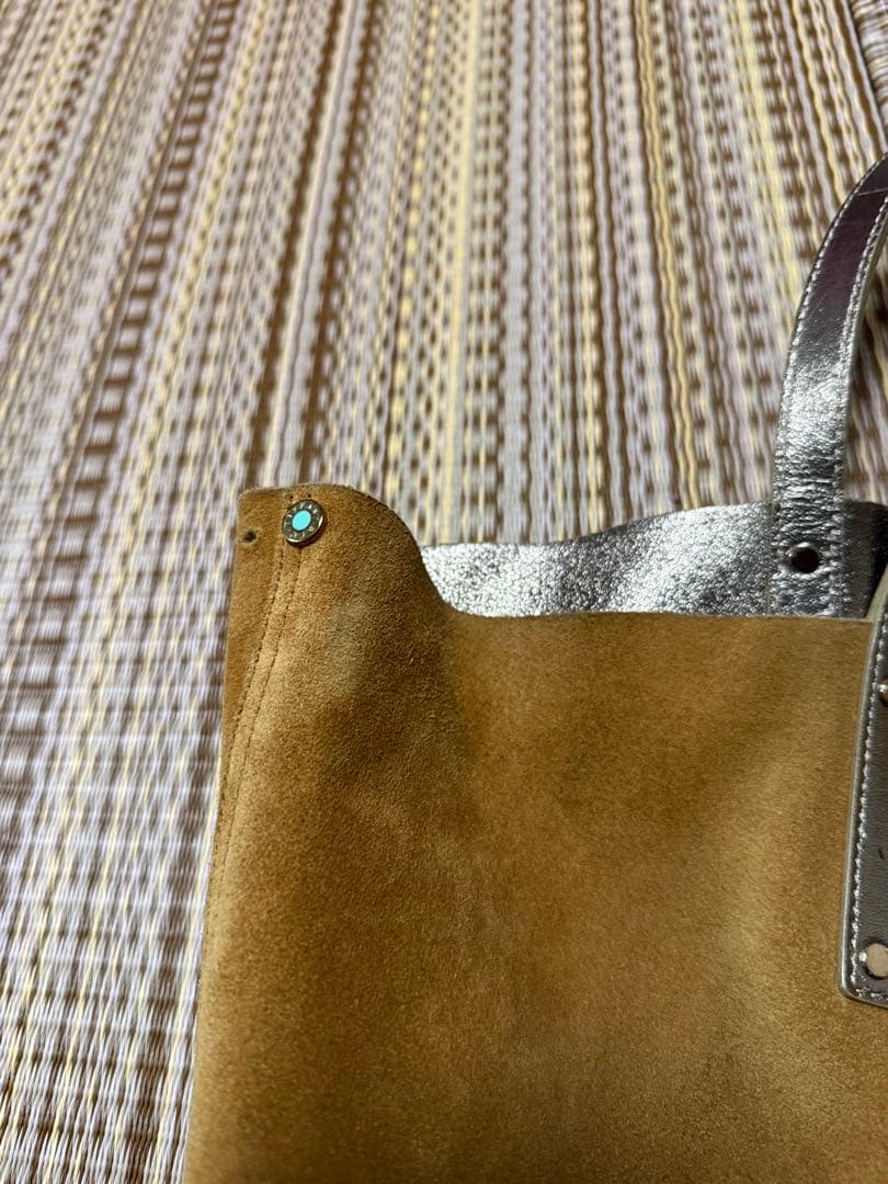 ティファニー　リバーシブル ベージュ スエード トートバッグ