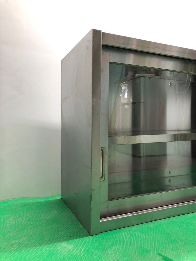 ☆地域限定送料無料☆工場整備品☆吊り戸棚　ガラス戸　幅1200 ステンレス