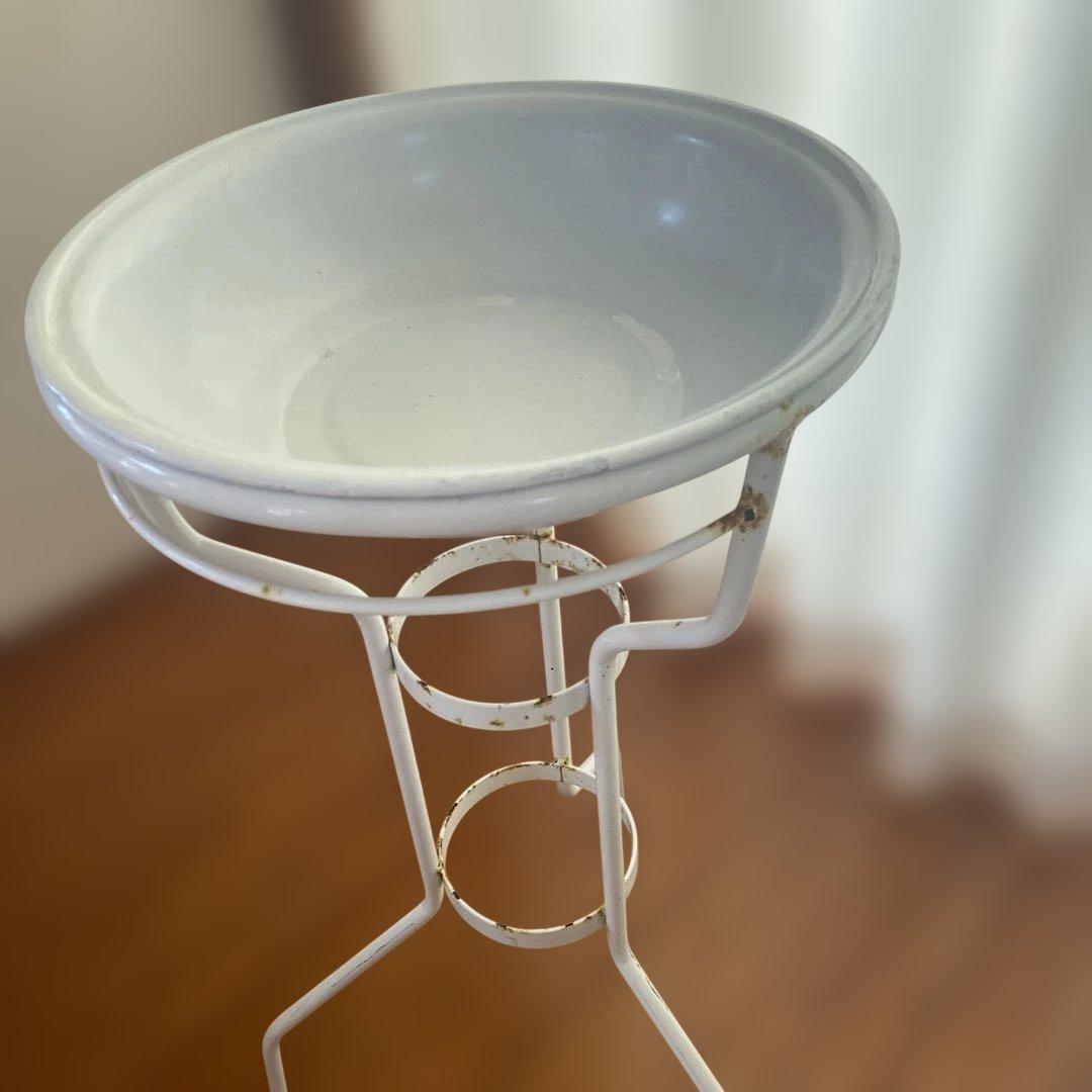 ビンテージホーロースタンド付きホーローボール2点