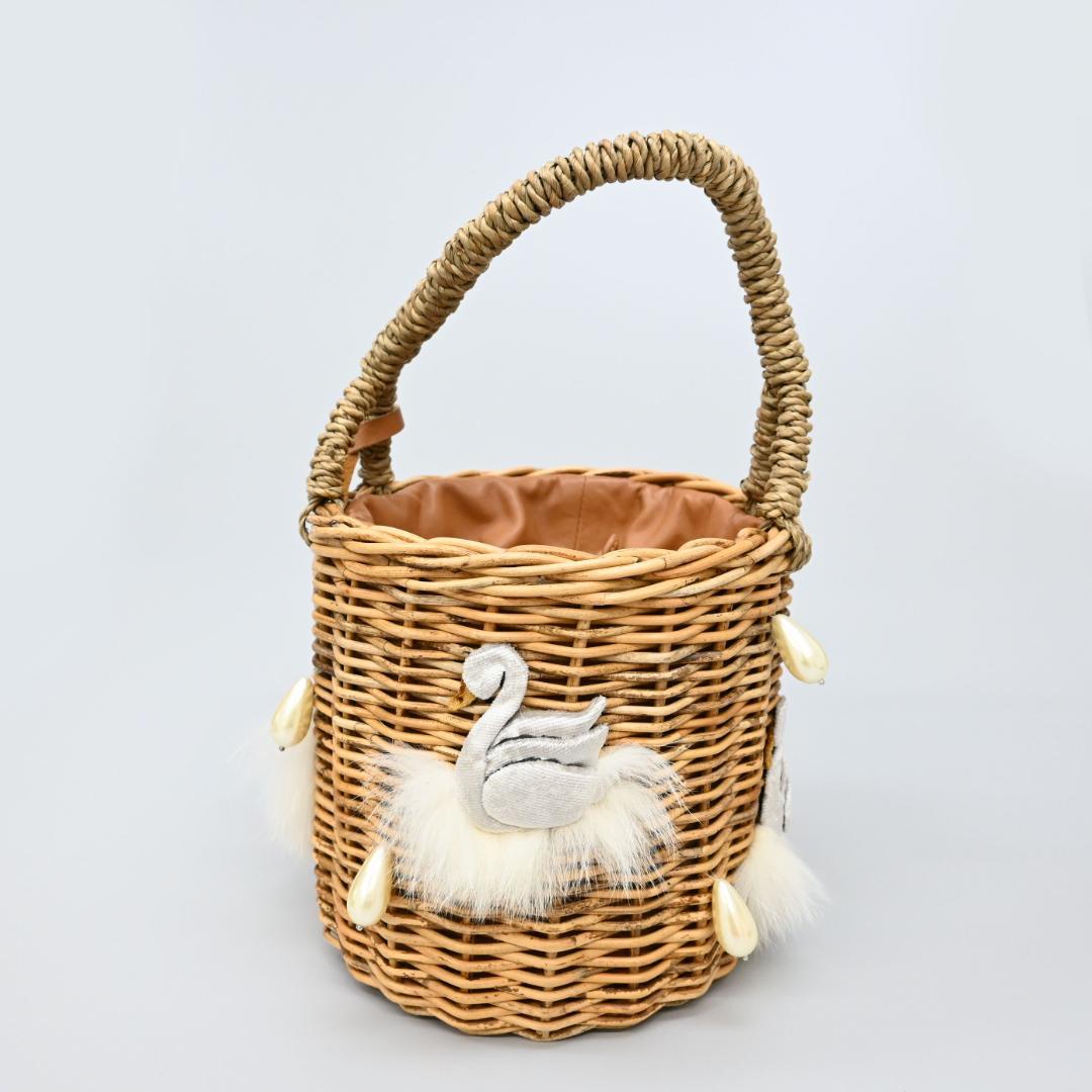 46212★LUDLOW ラドロー カゴバッグ スワン ラタン　ハンドバッグ