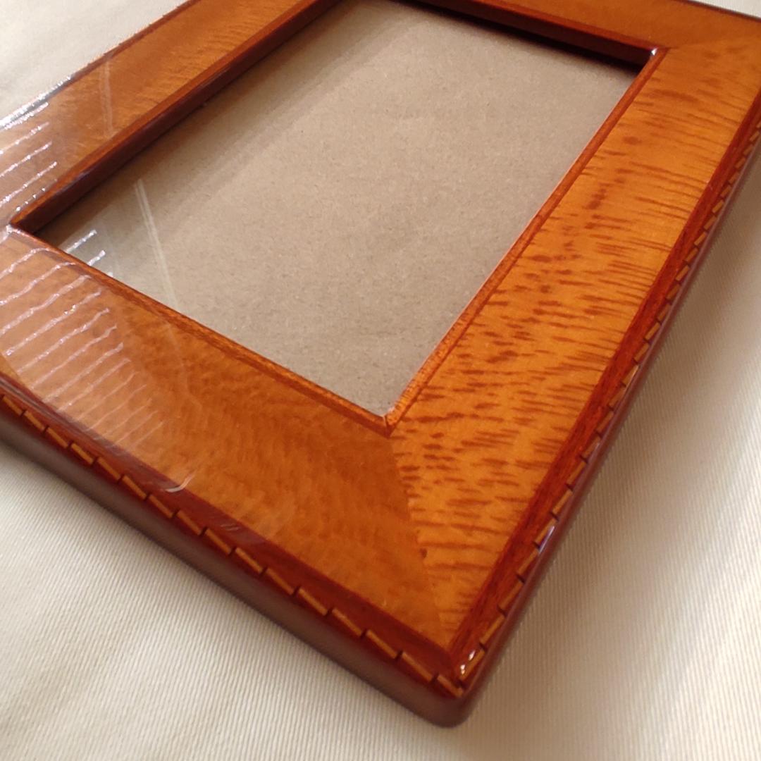 【希少】HERMES フォトスタンド　マホガニーラッカー　ステッチ模様