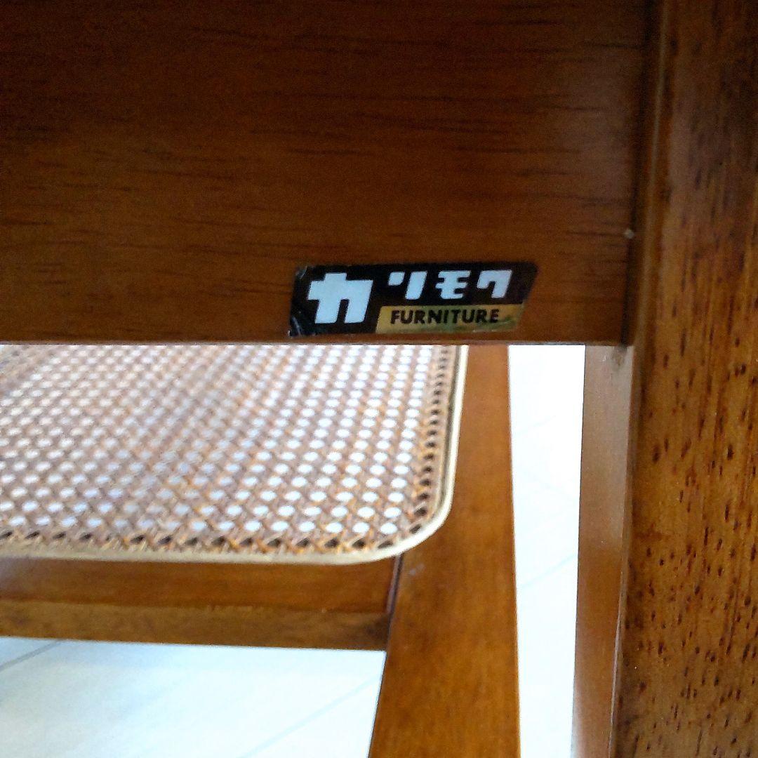 オールドカリモ゙ク　ヴィンテージ　ラタン　棚付き　無垢材　天然木　ローテーブル