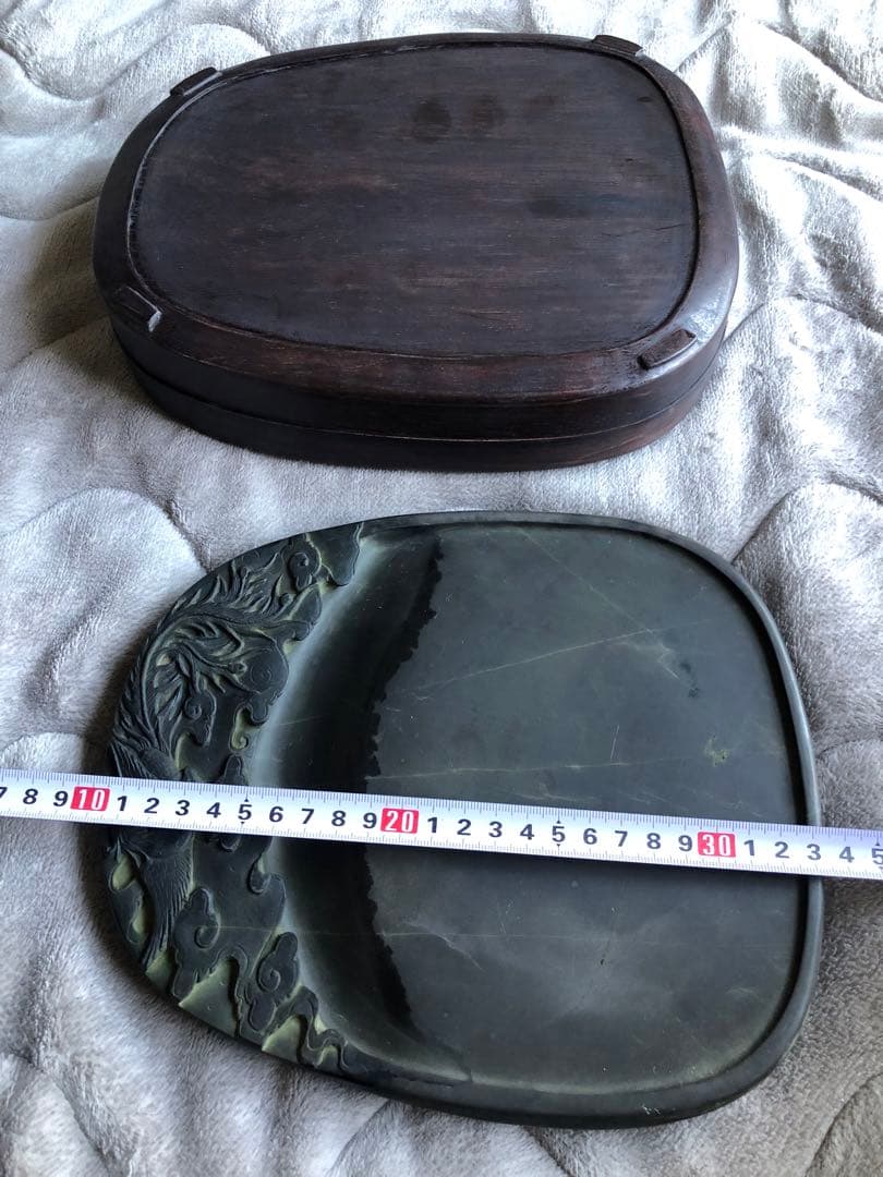 端渓硯 ◆老坑水巖・魚脳砕凍・胭脂暈・金綫の極美石◆坑仔巖旧坑◆唐木箱◆9.5吋