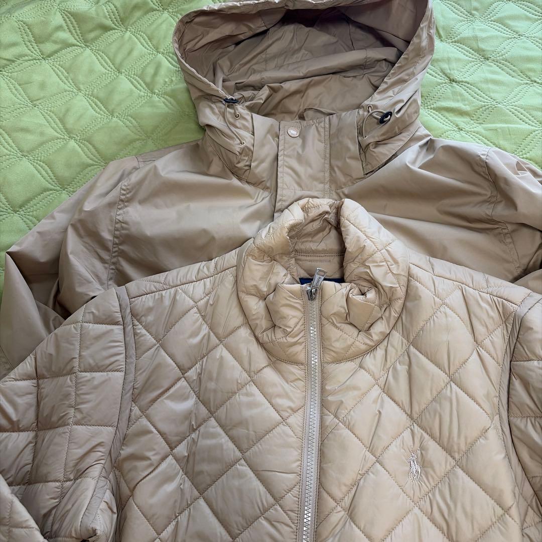POLO RALPH LAUREN ベージュモッズコートキルティングコート付き
