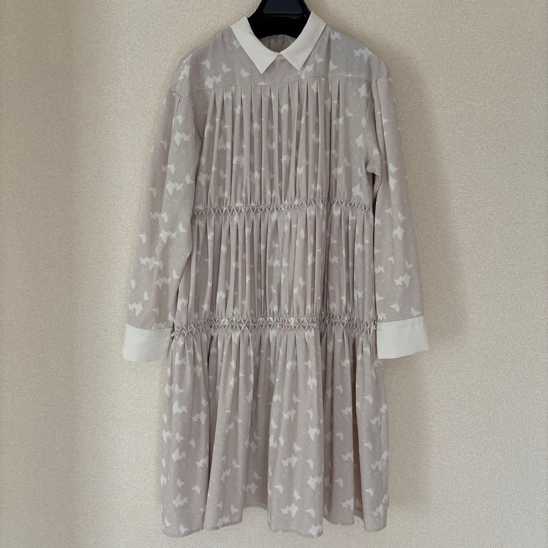 セルフォード♡モリハナエ　コラボ　ベージュ プリーツ ロングワンピース 長袖