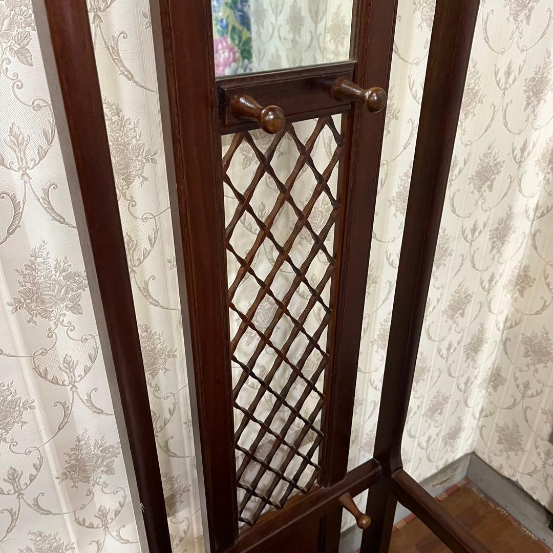 【アンティーク】KOIZUMI 木製 傘立て付き スタンドミラー ハンガーラック