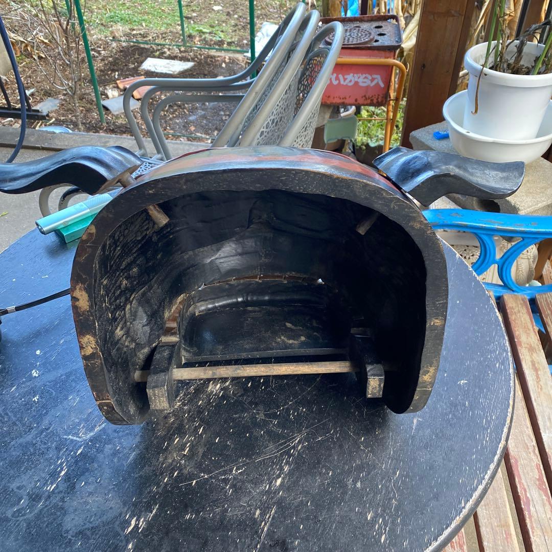 .獅子舞　獅子頭　お正月　木彫　魔除け　祭　置物　古美術　神楽 木製 木彫