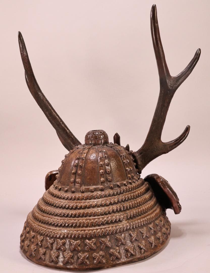 BY260　備前焼　十四代 木村長十郎 友敬作　兜置物　床飾り　高さ49㎝