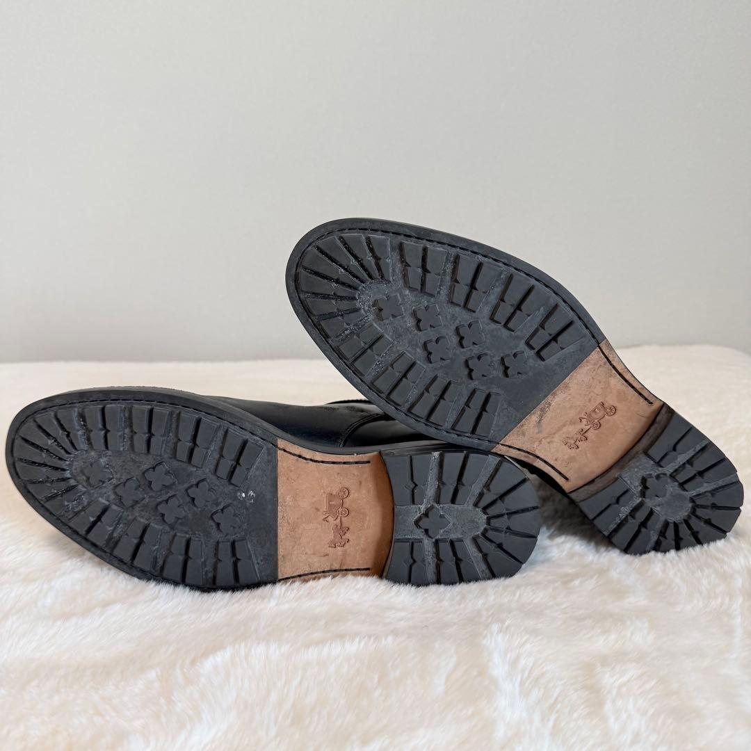 COACH コーチ メンズ ブーツ 27cm ブラック レザー ベルトブーツ