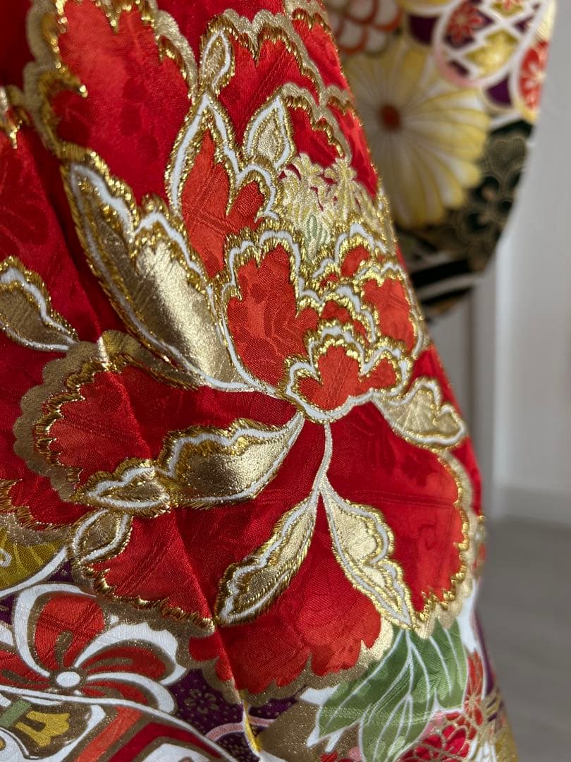 正絹振袖フルセット　古典柄 展示品　緑色　金彩　金刺繍　タグ付き　成人式