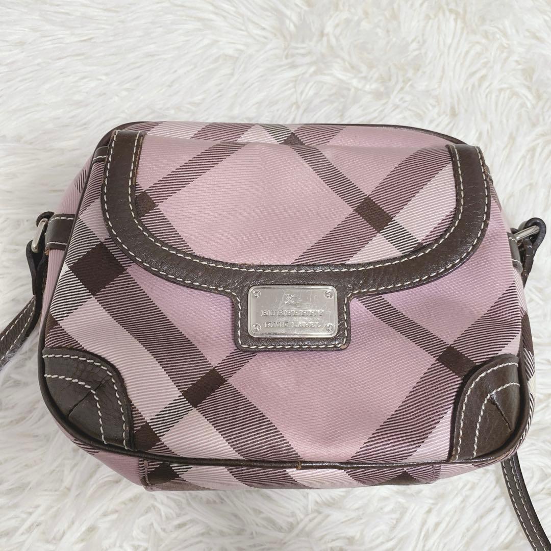 希少 美品 バーバリーブルーレーベル メガノバチェック ショルダーバッグ ピンク