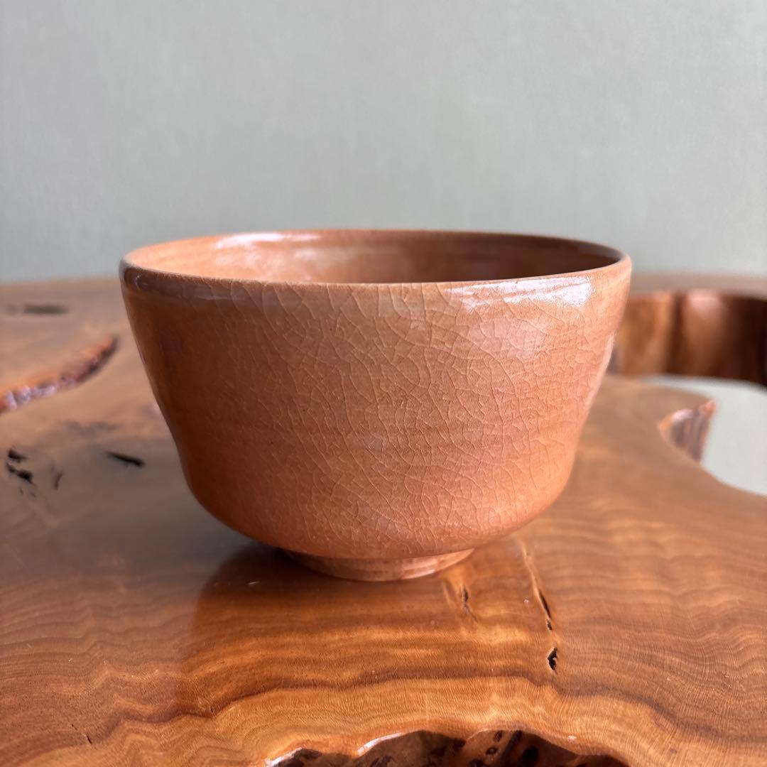 紀州焼葵窯 寒川栖豊 「二葉葵」 抹茶碗 茶道具 共箱(164)