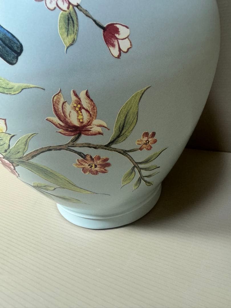 2106 古美術  大清雍正年製銘　天藍釉　花鳥紋橄欖瓶　珍蔵品　時代物